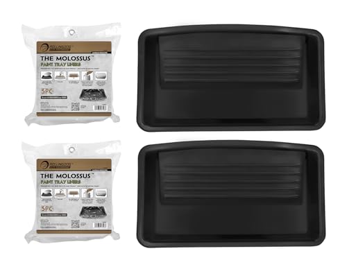 ROLLINGDOG 18 Inch Paint Tray-Large Paint Trays (Pack of 2) & Disposable Paint Tray Liners (Pack of 10)