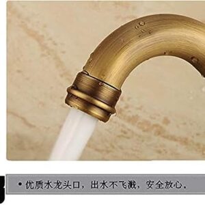 Sink Taps Kitchen & Bath Fixtures Taps Faucet,All-Copper Antique Above Counter Basin Faucet Blue and White Porcelain Hot and Cold Water Mixing Faucet, Gold,Gold