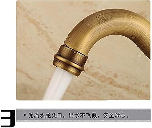 Sink Taps Kitchen & Bath Fixtures Taps Faucet,All-Copper Antique Above Counter Basin Faucet Blue and White Porcelain Hot and Cold Water Mixing Faucet, Gold,Gold