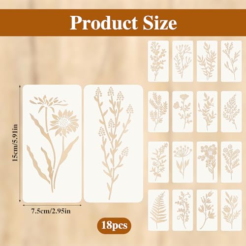 Stencils for Painting on Wood, Reusable Flower Stencils Painting Crafts Templates Drawing Stencil for Painting on Wood, Wall, Furniture(18)