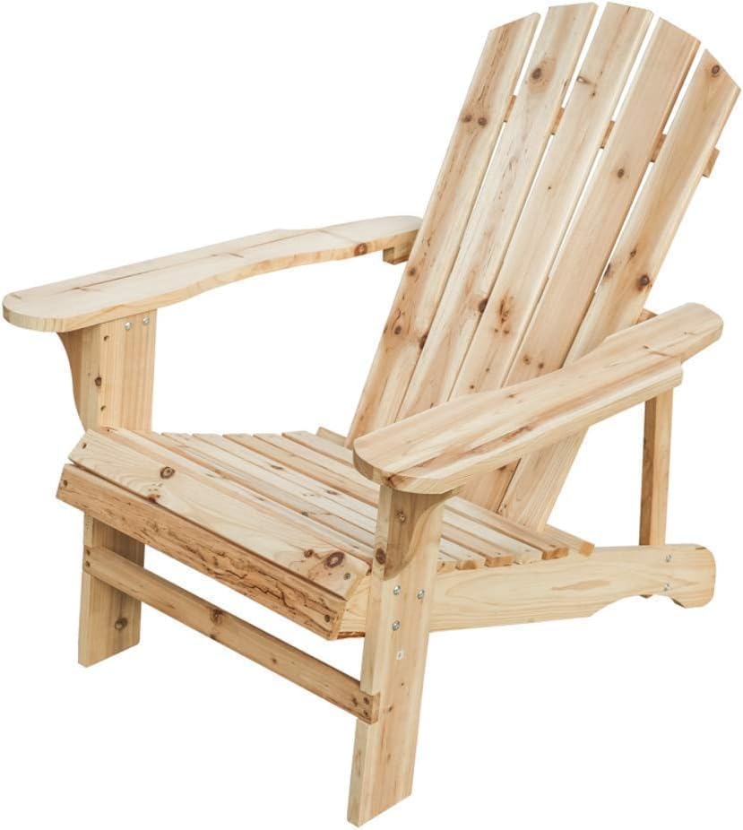 LOKATSE HOME Outdoor Wooden Adirondack Classic Fire Pit Chair for Deck Yard/Garden, Natural Wood