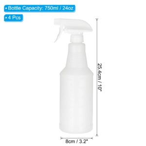 PATIKIL 750ml/24oz Plastic Spray Bottles, 4pcs Adjustable Nozzle Leak Proof Empty Water Mist Stream Sprayer for Cleaning Solutions Plants Hair, White