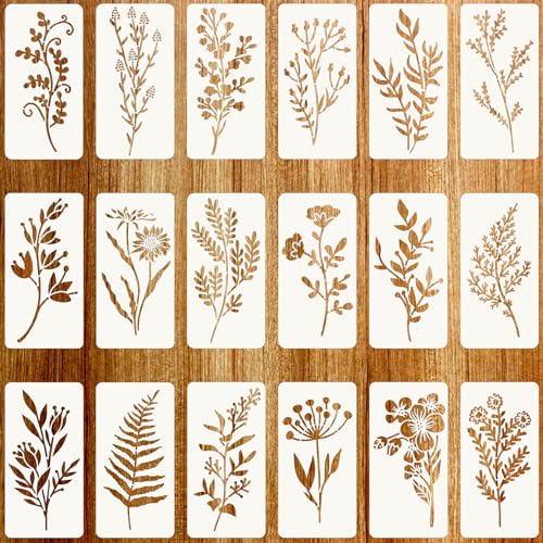 Stencils for Painting on Wood, Reusable Flower Stencils Painting Crafts Templates Drawing Stencil for Painting on Wood, Wall, Furniture(18)