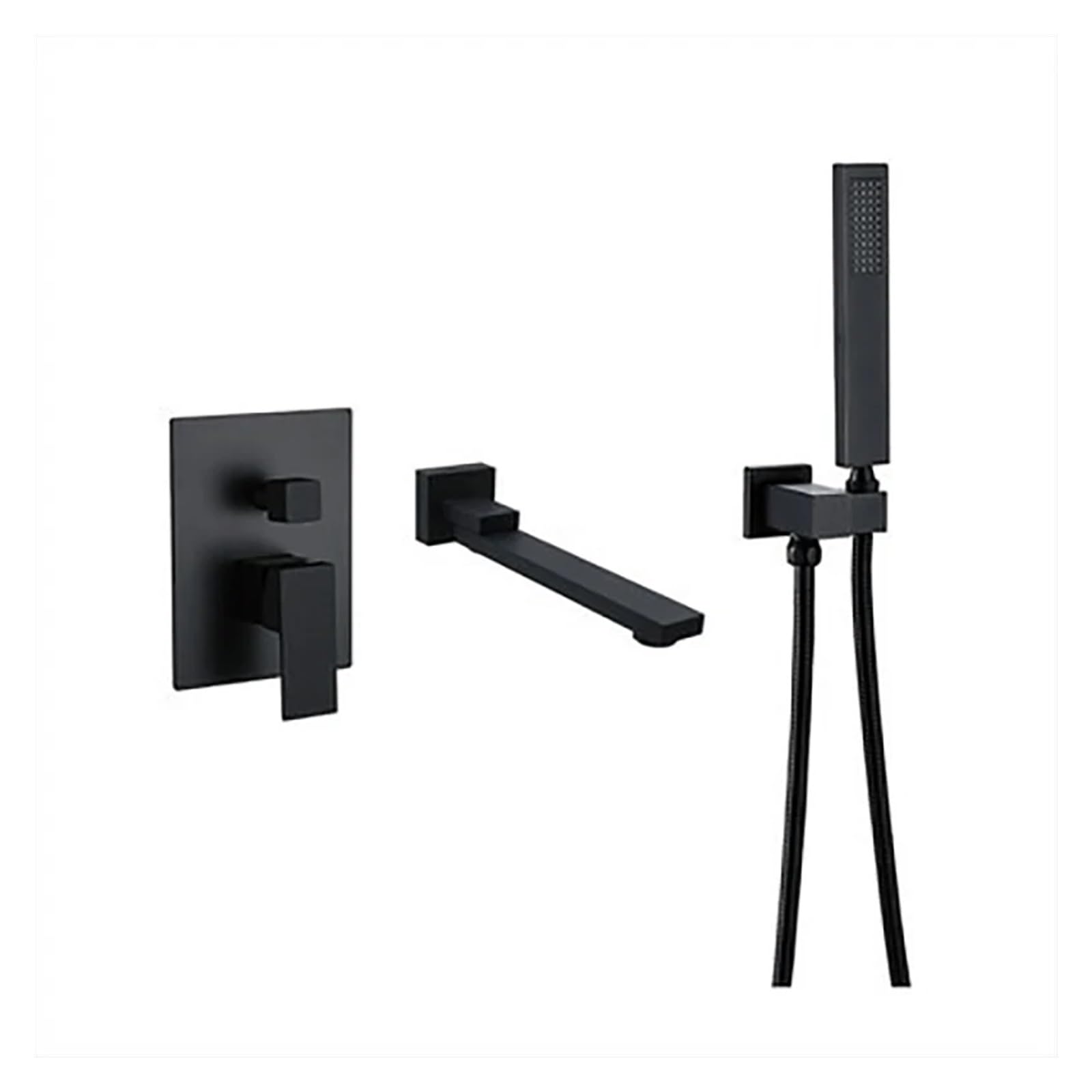 KXFXQTOT Matt black bathtub faucet wall hand shower waterfall style swivel head hot and cold water (Color : Matte black B)