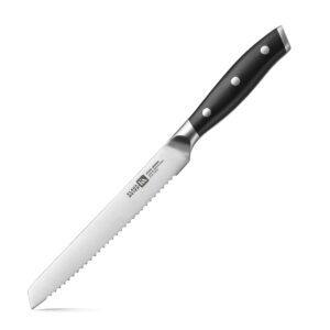 klaus meyer stahl high carbon exclusive german steel 6 inch utility serrated knife (black)