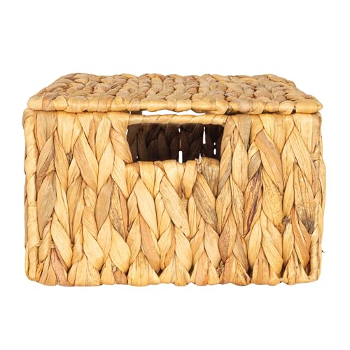 Household Essentials Rectangular Water Hyacinth Nesting Basket Set with Lid, Natural, Set of 3