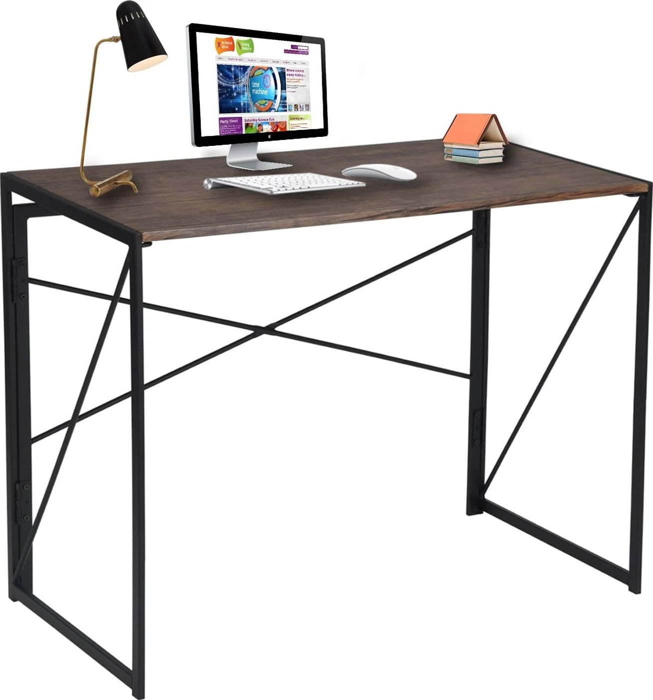 ENGERIO Folding Desk No Assembly Required- 35" Writing Computer Desk Space Saving Foldable Table for Simple Home Office