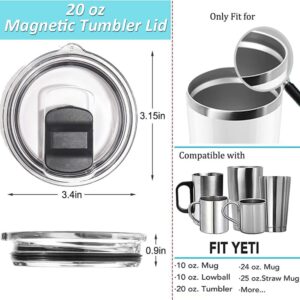 Replacement Yeti Tumbler Lid, 2Pcs 20oz Yeti Tumbler Magnetic Slider Replacement, Great Spill Proof Effect Coffee Cup Lids with Magnetic Slider Switch for 10/24oz Mug/10oz Lowball/Ozark Trail/OldStyle