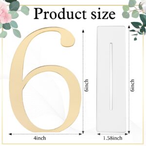 10 Pcs Gold Table Numbers Wedding Table Numbers 1-10 Signs Acrylic Table Numbers with Protective Film Elegant Gold Mirror Numbers for Wedding Reception Party Birthday Anniversary Event Decorations