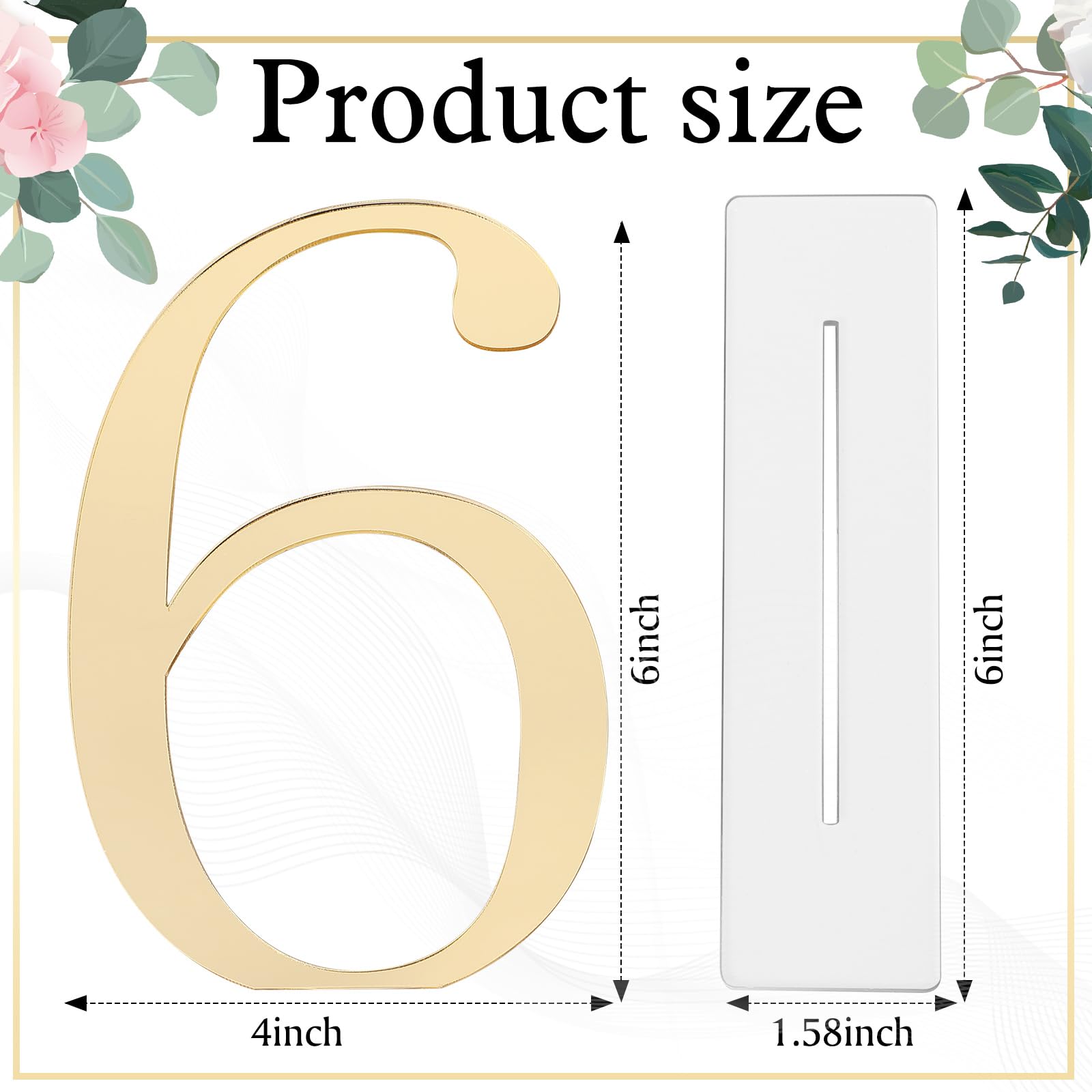 10 Pcs Gold Table Numbers Wedding Table Numbers 1-10 Signs Acrylic Table Numbers with Protective Film Elegant Gold Mirror Numbers for Wedding Reception Party Birthday Anniversary Event Decorations