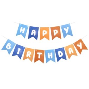 runhiskii blue and orange birthday banner, happy birthday banner blue orange party decorations for boys, kids birthday decoration boys’ 1st birthday decor