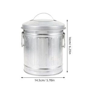 OHPHCALL Mini Trash Can with Lid Bucket Shaped Galvanized Garbage Can Tabletop Trash Can Mini Wastebasket Small Metal Bucket Bin Flower Pot Pen Pencil Holder -Style 2