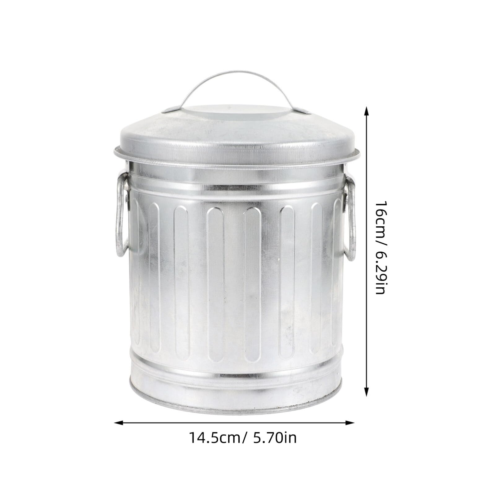 OHPHCALL Mini Trash Can with Lid Bucket Shaped Galvanized Garbage Can Tabletop Trash Can Mini Wastebasket Small Metal Bucket Bin Flower Pot Pen Pencil Holder -Style 2