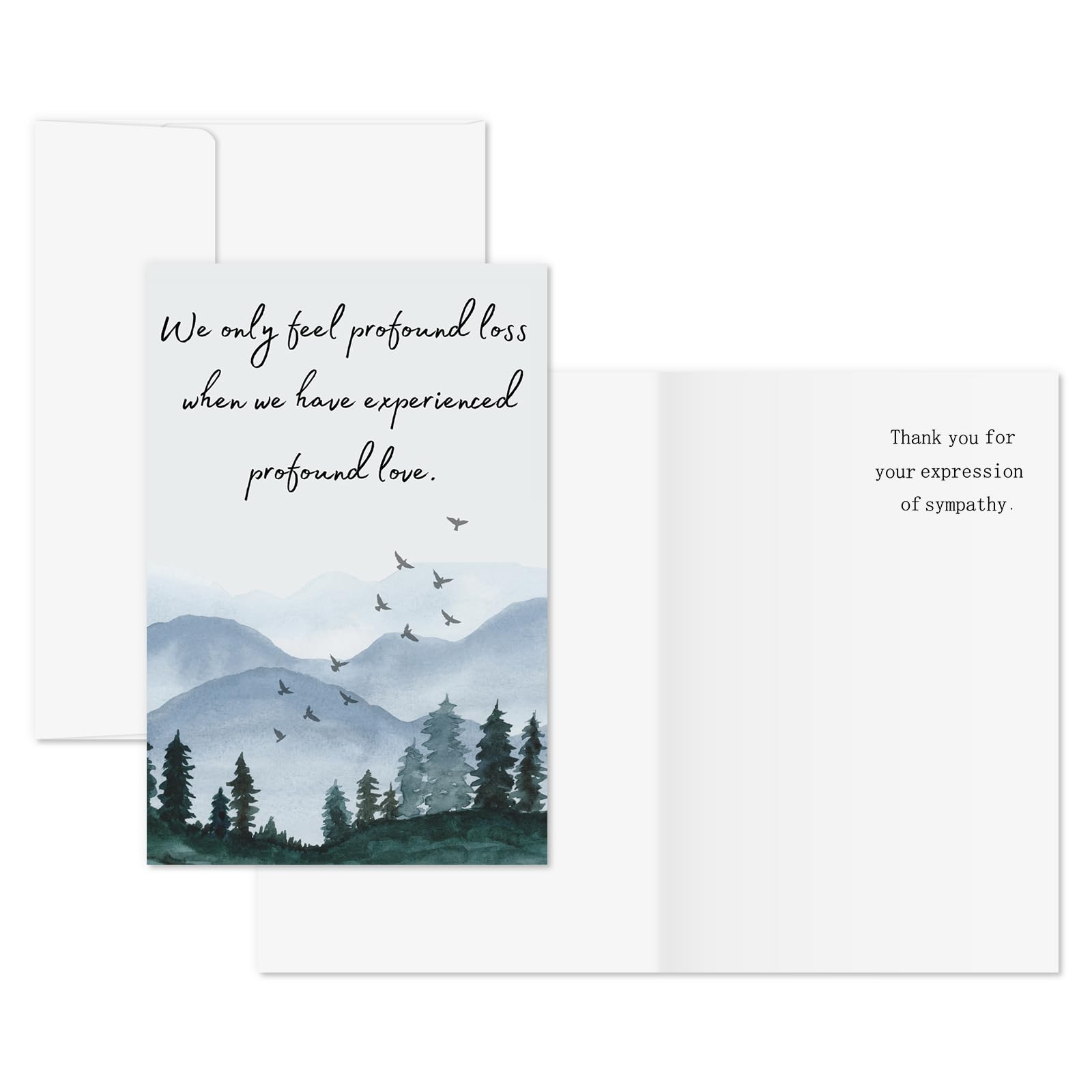 Whaline 25 Packs Funeral Thank You Cards Sympathy Thank You Card with Envelopes Stickers Watercolor Forest Bereavement Cards with Message for Condolences Memorial Service Loved Ones