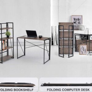 ENGERIO Folding Desk No Assembly Required- 35" Writing Computer Desk Space Saving Foldable Table for Simple Home Office