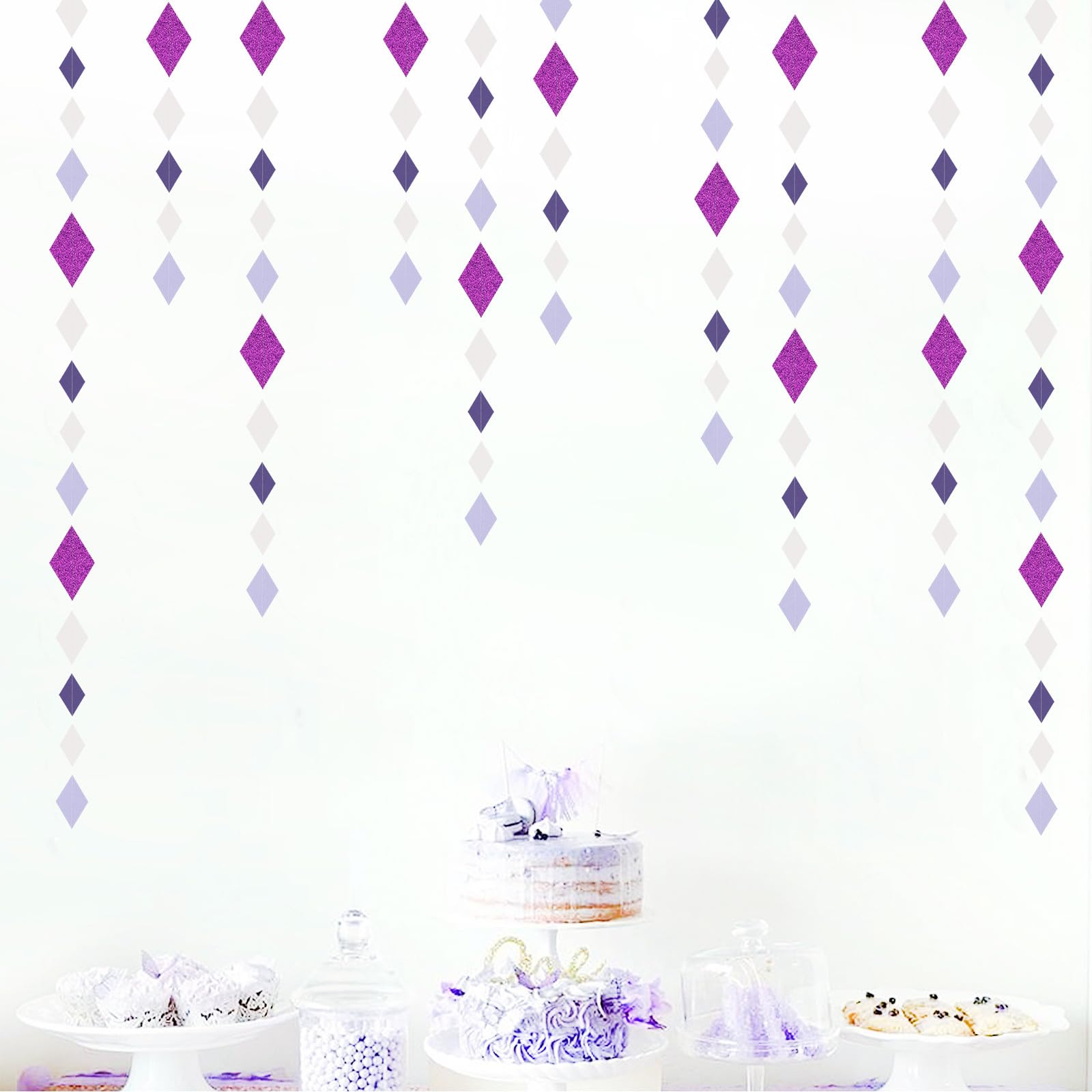 Purple-White Lavender Party-Decorations Paper Garland - 39ft Women Girl Birthday Hanging Streamers Banner,Baby Bridal Shower Wedding Engagement Bachelorette Graduation Decor Hugtmr