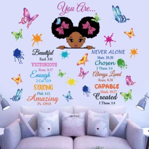 inspirational wall decals black girl religious stickers positive saying african american you are beautiful nursery decor african american bedroom art, positive afro kid teen room home decor