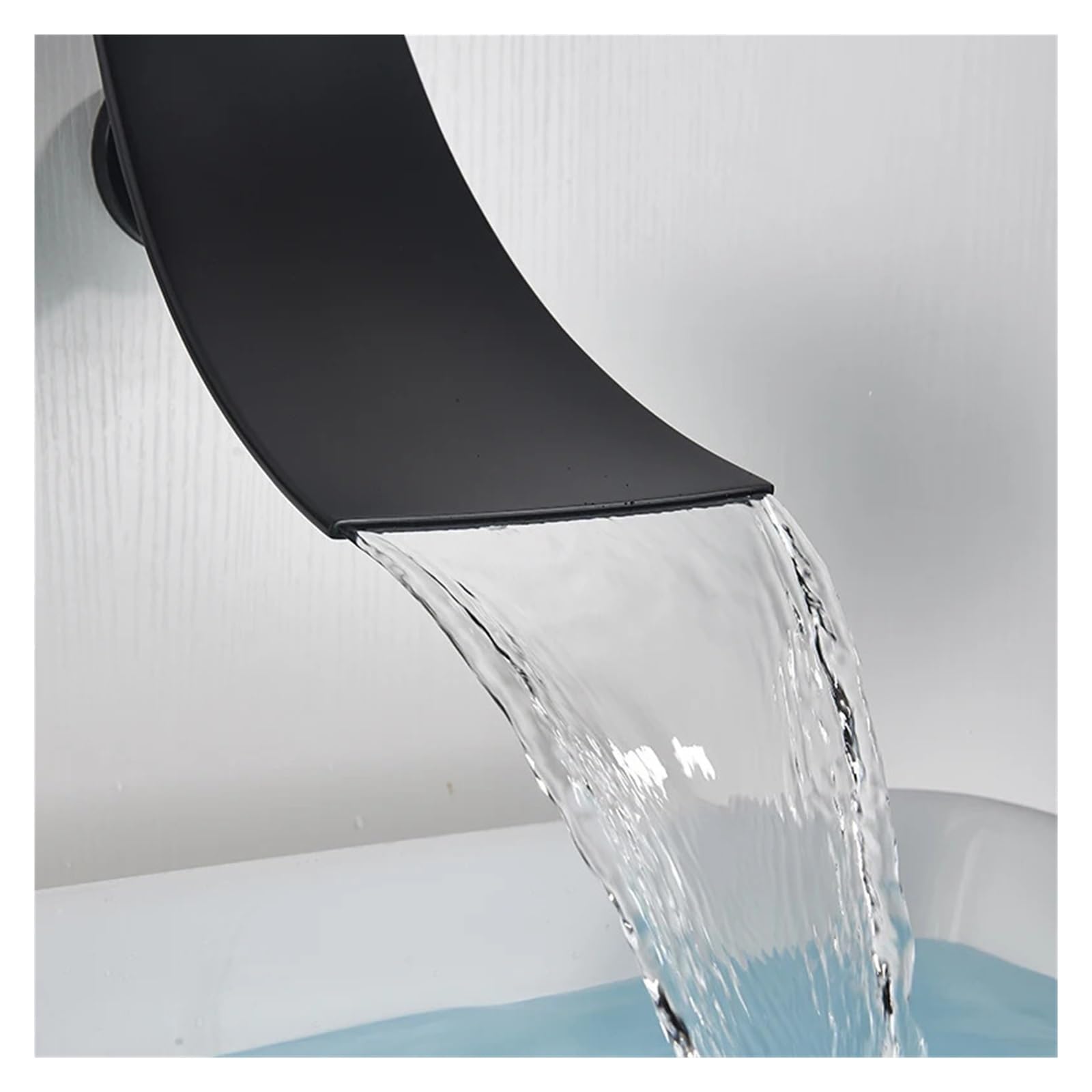 KXFXQTOT Matt black bathtub faucet wall hand shower waterfall style swivel head hot and cold water (Color : Matte black B)