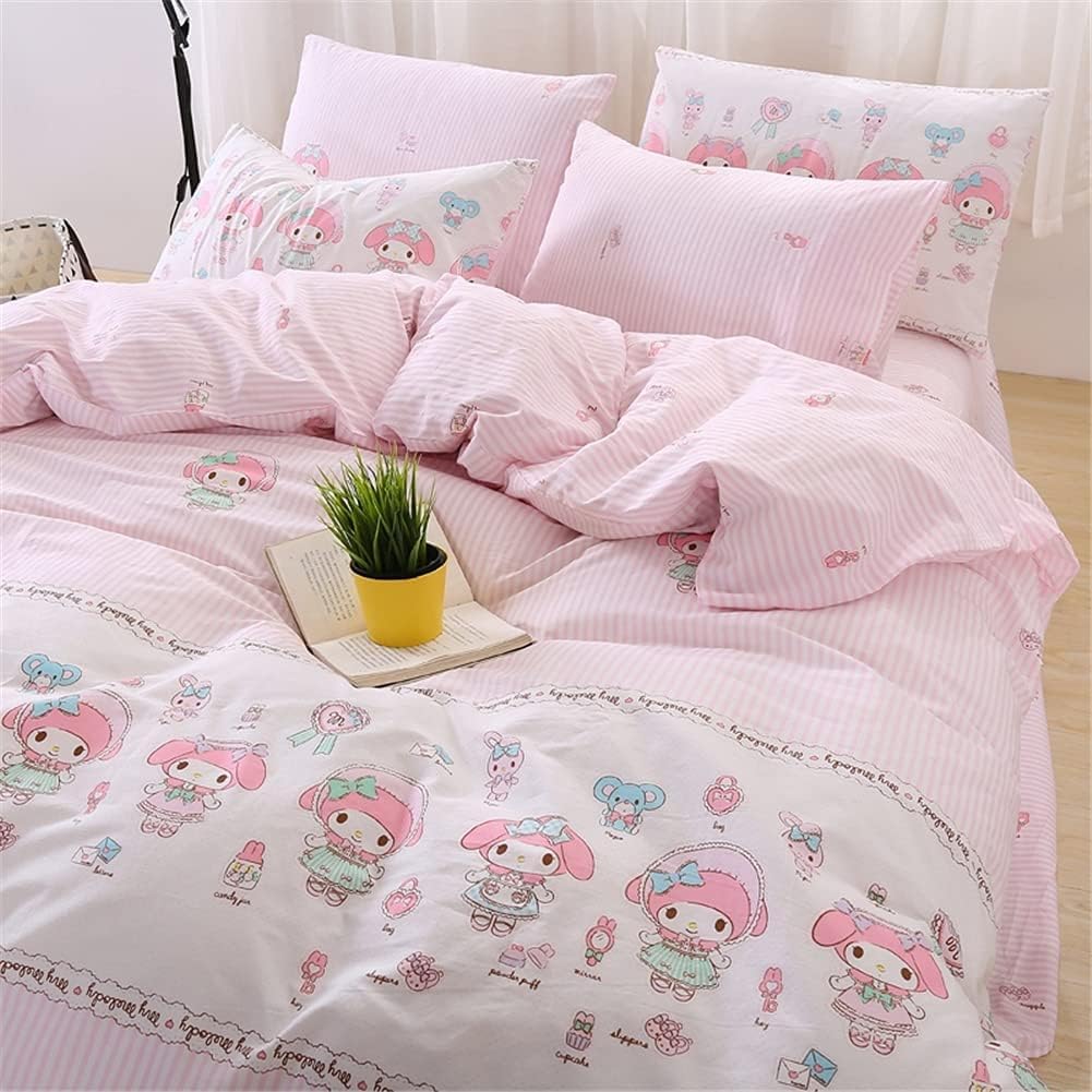 MeganJDesigns 3 Pieces Anime My Cute Melody Duvet Cover Set Melody Quilt Cover with Two Pillowcases,Twin