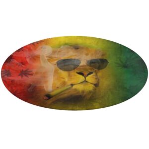 Rasta Lion Judah with Sunglasses Smoking Jamaican Reggae Ultra Soft Non-Slip Area Rugs Indoor Coral Velvet Floor Mat Short Flannel Carpet for Living Room Bedroom Dining Room