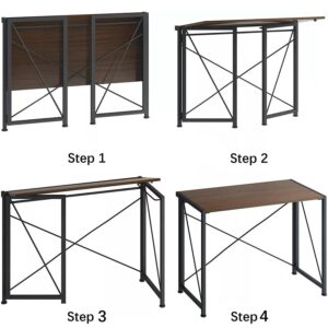 ENGERIO Folding Desk No Assembly Required- 35" Writing Computer Desk Space Saving Foldable Table for Simple Home Office