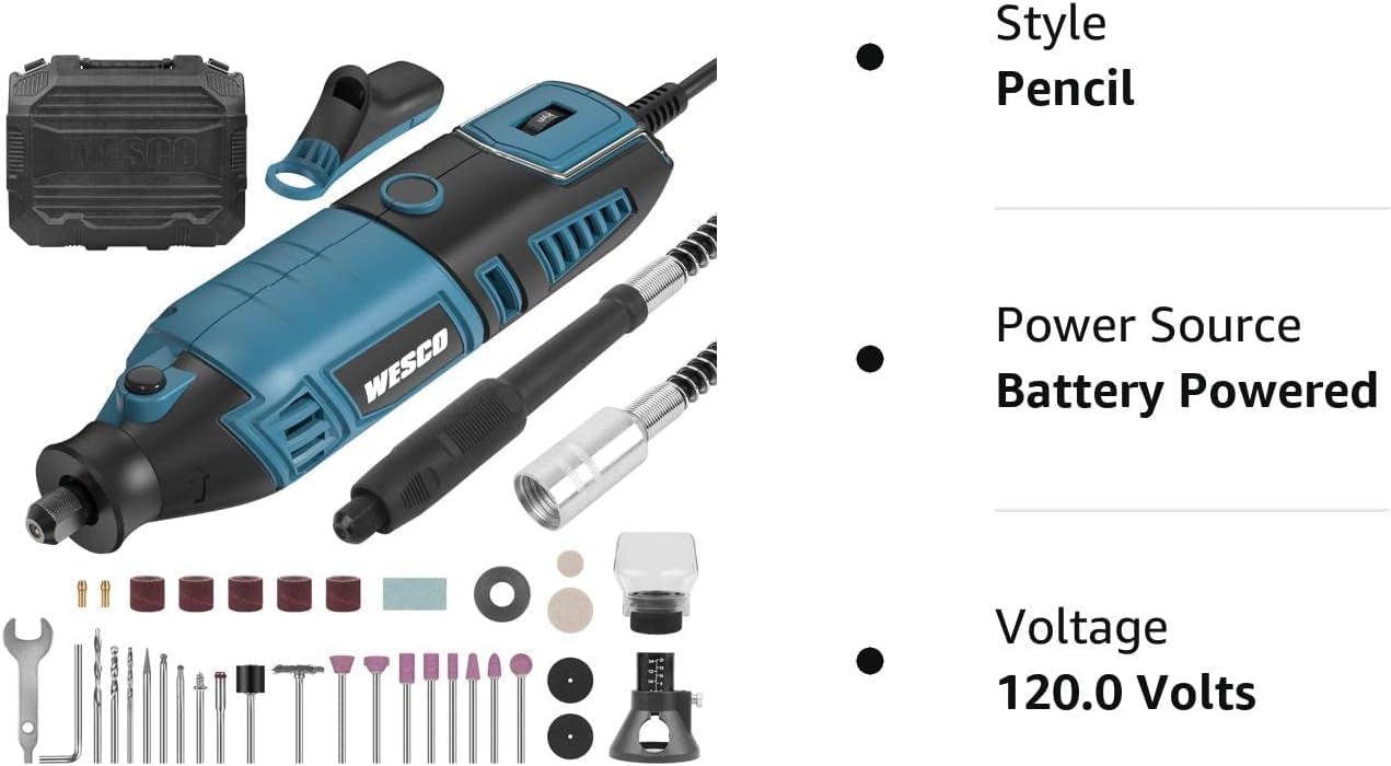 160W Rotary Tool Kit, Corded Multi-Tool with Flexible Shaft, 82 Accessories, 7 Variable Speeds 35000RPM Max for Sanding, Polishing, Drilling,Carving, Engraving, Cutting, DIY Crafts