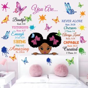 Inspirational Wall Decals Black Girl Religious Stickers Positive Saying African American You are Beautiful Nursery Decor African American Bedroom Art, Positive Afro Kid Teen Room Home Decor