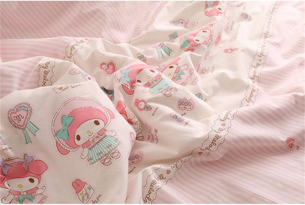 MeganJDesigns 3 Pieces Anime My Cute Melody Duvet Cover Set Melody Quilt Cover with Two Pillowcases,Twin