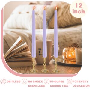 Taper Candles 4 Pack - 10 Inch Dinner Candle Set 8 Hours Burn Time Scented Smokeless Dripless Long Tall Candlesticks for Wedding Home Decor (Purple)