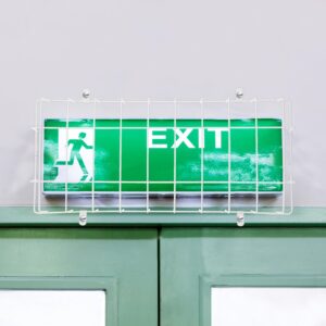 SOLUSTRE Exit Sign Damage Stopper Metal Wire Guard Exit Sign Damage Cage Wall Mounted Emergency Light Protective Covers for Exit Sign or Emergency Light