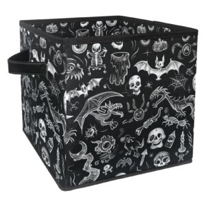 kqnzt fabric storage bins, storage baskets for organizing, fabric storage baskets with handles, halloween black cat bat orchestra spider, foldable storage cubes