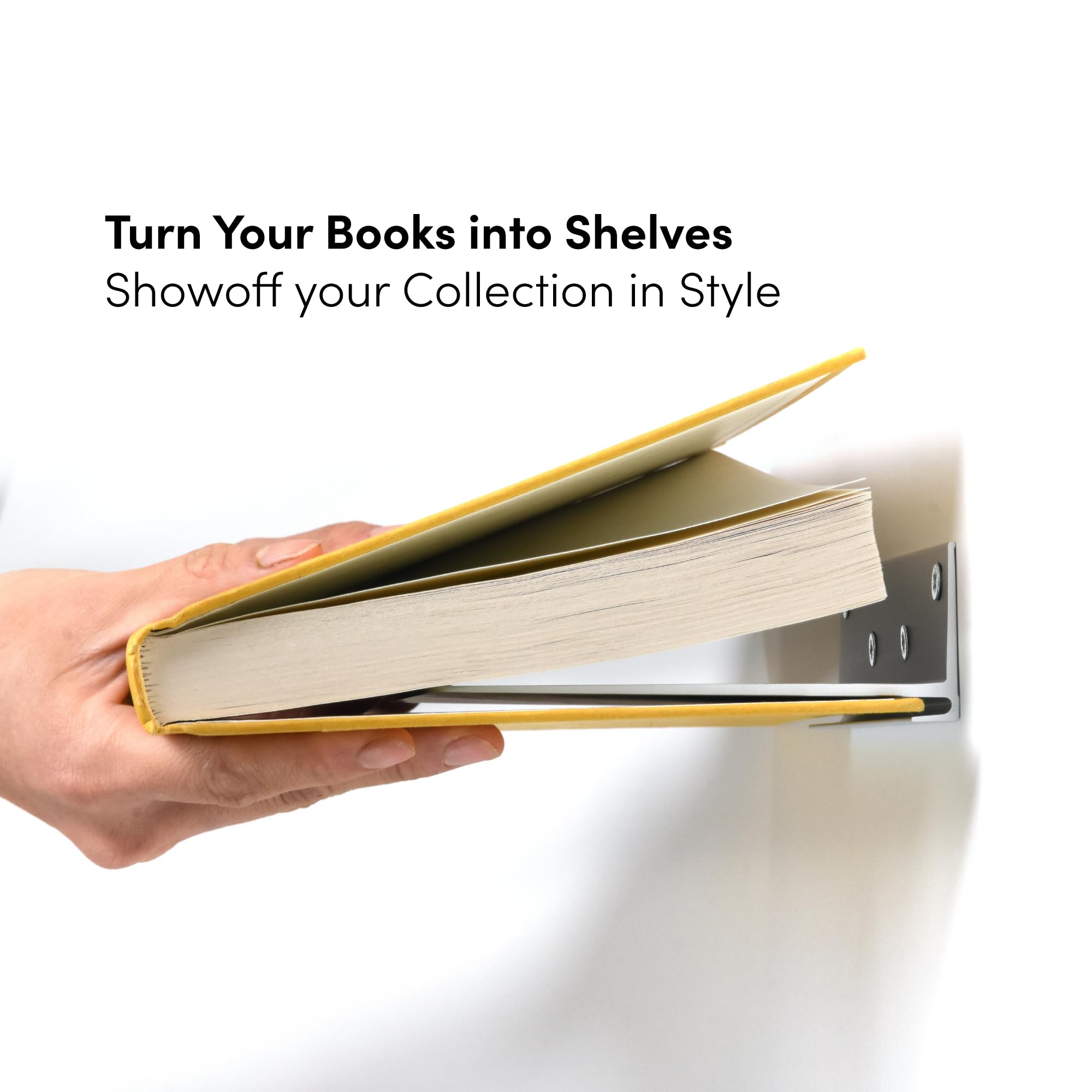 xympo Floating Invisible Bookshelf Wall Mounted (Set of 4) - Aluminum - Turn Books into Floating Shelves