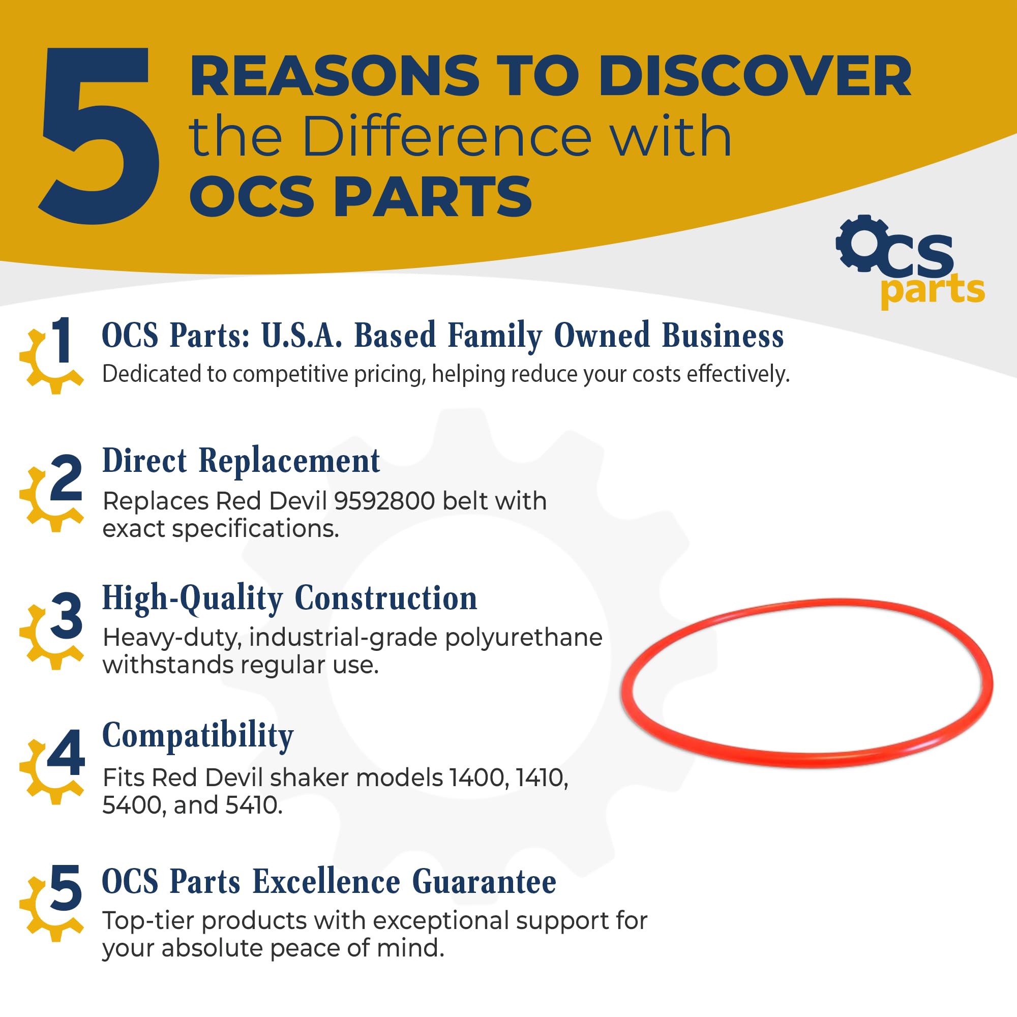 OCS Parts 9592800 Replacement Paint Shaker Belts | 2-Pack | Replaces Red Devil Belt for Twin and Single Arm Shaker Model 1400, 1410, 5400 and 5410