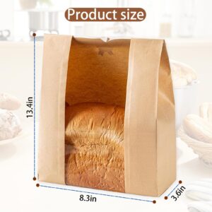 Bread Bags for Homemade Bread, 25 Pack Paper(Kraft) Homemade Bread Storage Bags with Clear Window Includes Label Seal Stickers, Large Bread Storage/Bakery Packaging Bags for Bread Cookies and Treats