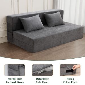 HOMFINE Folding Sofa Bed Queen, Grey