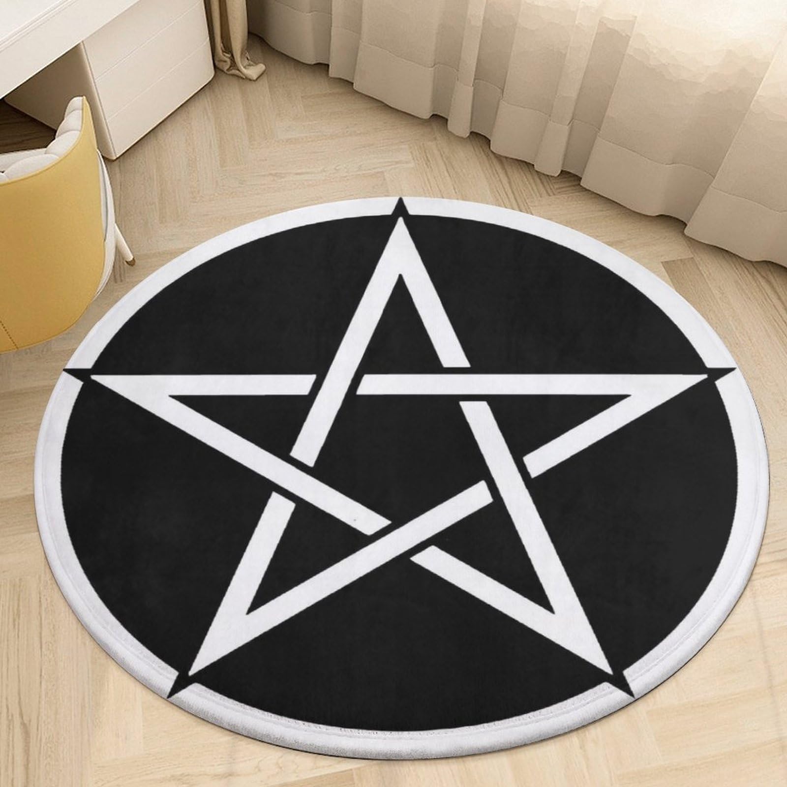 STHPOE Pentacle Witch Modern Pagan Wicca Witchcraft Ultra Soft Non-Slip Area Rugs Indoor Coral Velvet Floor Mat Short Flannel Carpet for Living Room Bedroom Dining Room, 24*24in