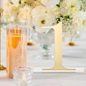 10 Pcs Gold Table Numbers Wedding Table Numbers 1-10 Signs Acrylic Table Numbers with Protective Film Elegant Gold Mirror Numbers for Wedding Reception Party Birthday Anniversary Event Decorations