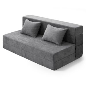 HOMFINE Folding Sofa Bed Queen, Grey