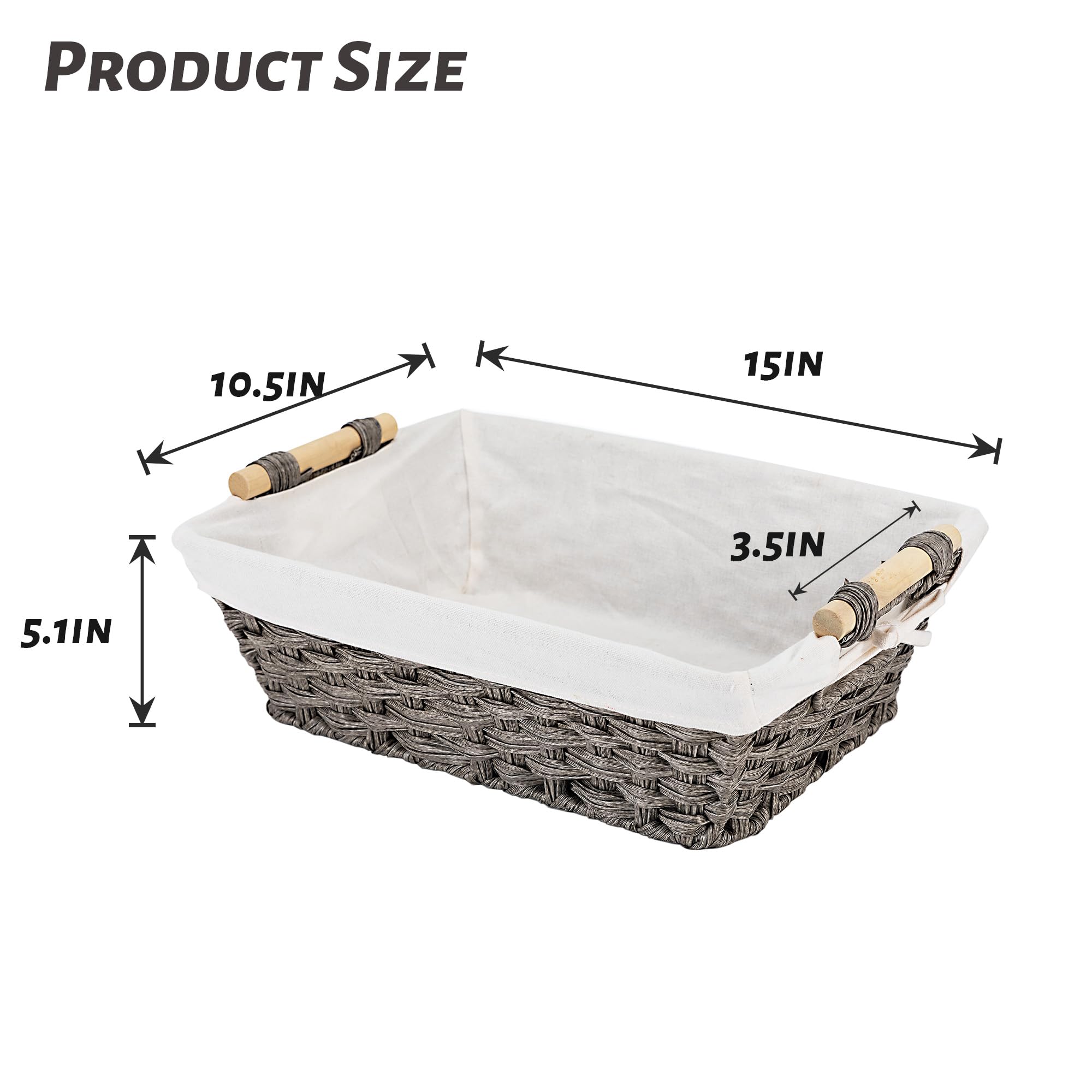 Baskets-Storage Baskets Wicker Storage Basket, Waterproof Wicker Basket with Handles, Toilet Paper Storage Basket, Hand-woven large storage basket, toys, toilet paper (2 pieces)