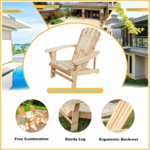 LOKATSE HOME Outdoor Wooden Adirondack Classic Fire Pit Chair for Deck Yard/Garden, Natural Wood