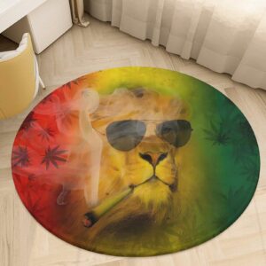 rasta lion judah with sunglasses smoking jamaican reggae ultra soft non-slip area rugs indoor coral velvet floor mat short flannel carpet for living room bedroom dining room