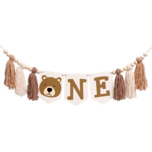 cieqr highchair banner 1st birthday, bear theme first birthday decorations party supplies, birthday banner suitable for birthday, party, anniversary, baby shower, baby photo booth props...(tassels)