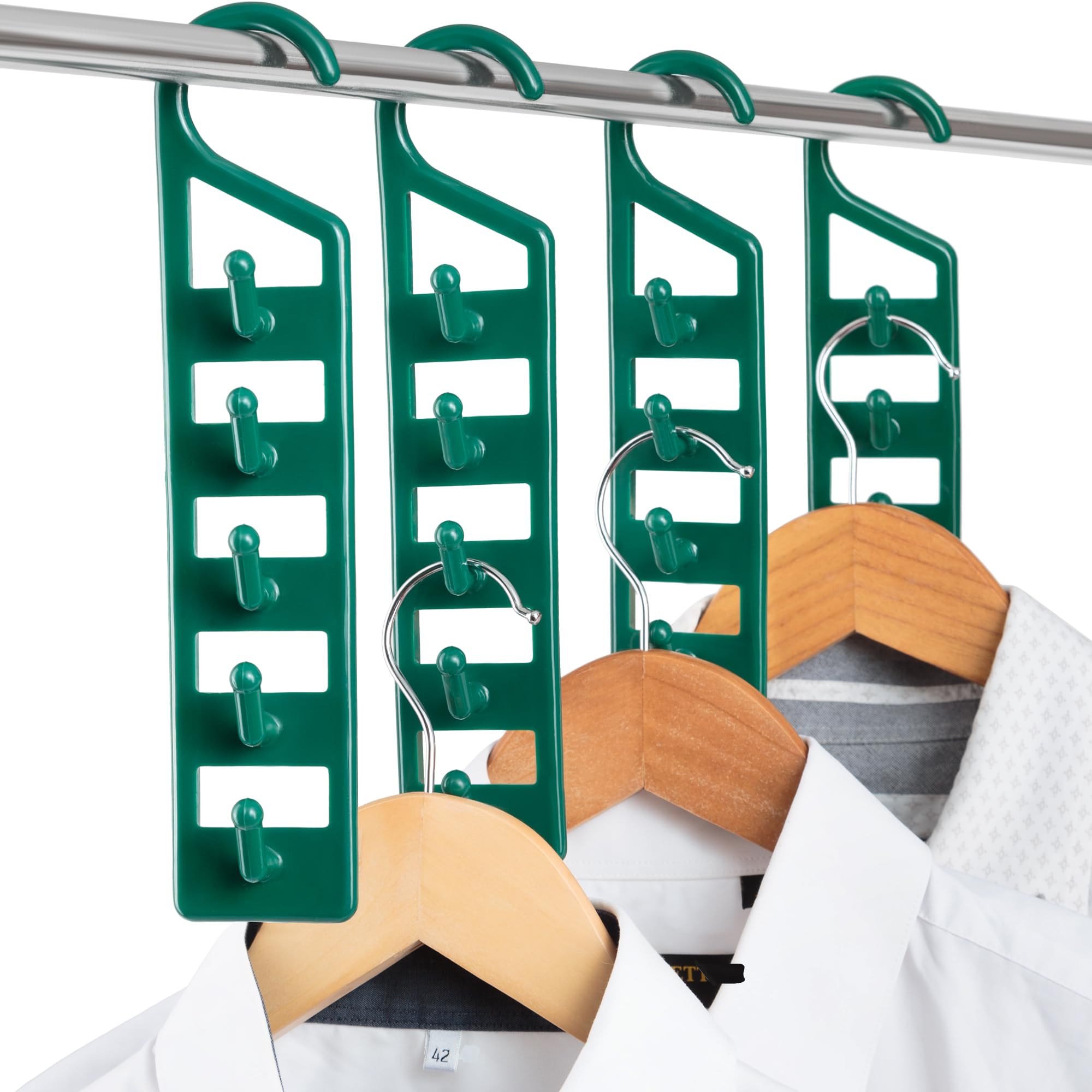 CraftyCrocodile Space Saving Hangers for Clothes - 4 in Pack, Heavy Duty Plastic, Multipurpose Closet Hangers for Jeans, Pants, Shirts, Sweaters - Essential Organizer