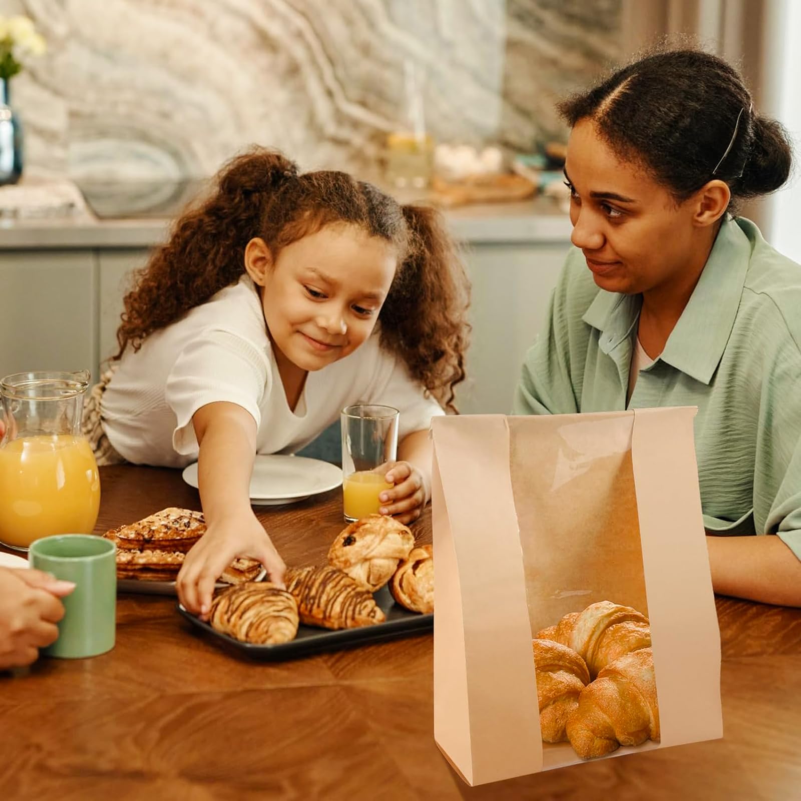 Bread Bags for Homemade Bread, 25 Pack Paper(Kraft) Homemade Bread Storage Bags with Clear Window Includes Label Seal Stickers, Large Bread Storage/Bakery Packaging Bags for Bread Cookies and Treats