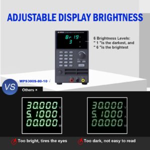 MATRIX Wide Range Programmable DC Power Supply WPS300S-80-10, 80V 10A 300W Adjustable Power Supply with 1mV/0.1mA Resolution and USB, Bench Power Supply Variable with List Output and 9 Groups Storage