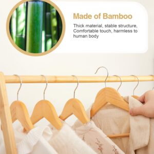 Cozivolife Bamboo Clothes Rack with Storage Shelf, Portable Garment Rack Clothing Racks for Hanging Clothes, Foldable Wardrobe Storage Rack for Entryway and Bed Room (Natural)