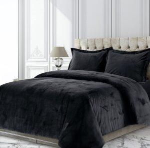 js bedding velvet duvet cover set king 3 piece (duvet cover + 2 pillowcases) black zipper closure flannel duvet cover venice velvet lush duvet cover sherpa