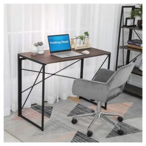 ENGERIO Folding Desk No Assembly Required- 35" Writing Computer Desk Space Saving Foldable Table for Simple Home Office