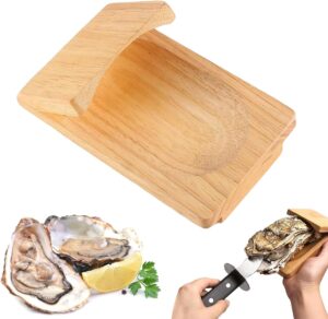 xyeyo oyster shucking clamp shucker tool wood oyster holder opener shucking block wooden seafood shucking clip for kitchen home outdoor barbecue camping (1pcs), 3.14*5.1inch