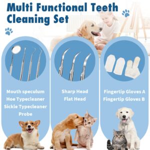 Plaque Remover for Teeth: Dog Teeth Cleaning Kit for Tartar Stains Removal Electric Pet Ultrasonic Tooth Cleaner with LED Light Finger Toothbrush Dental Care for Dog Cat 5 Modes (White)